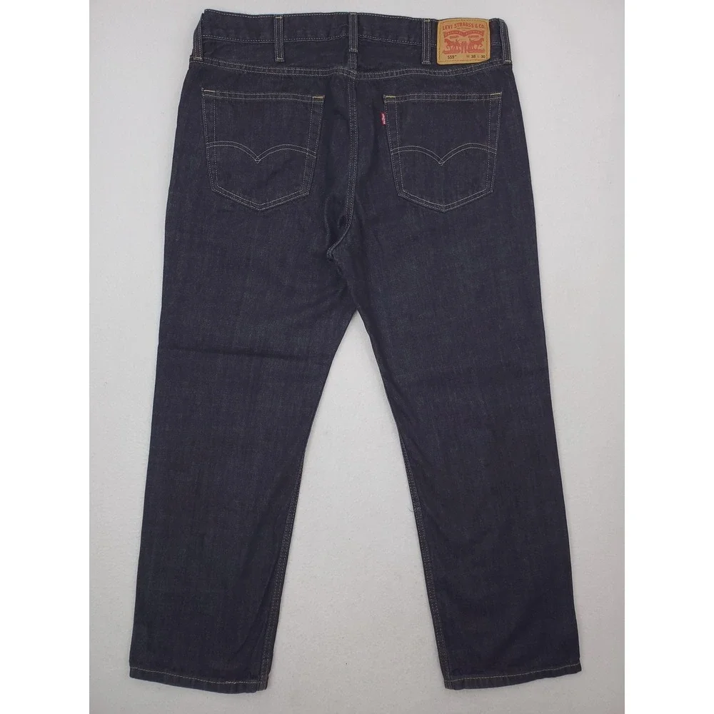 Levis 559 Jeans Mens 38x30 Blue Relaxed Straight Baggy Y2K Denim Pants Dark Wash
